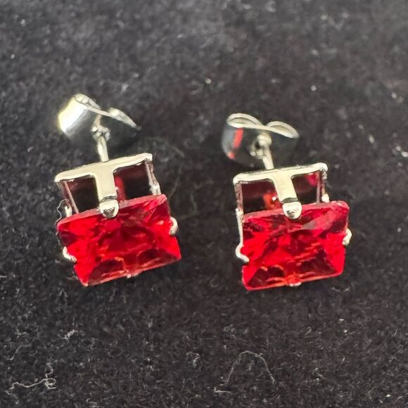 Elegant Red Gemstone Earrings - Picture 1 of 3